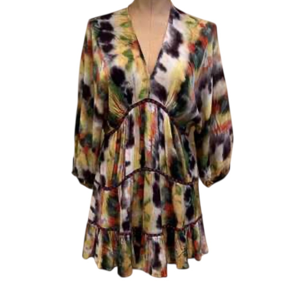Anthropologie Vibrant Multicolor Bohemian/Festival Mini Dress Size Large